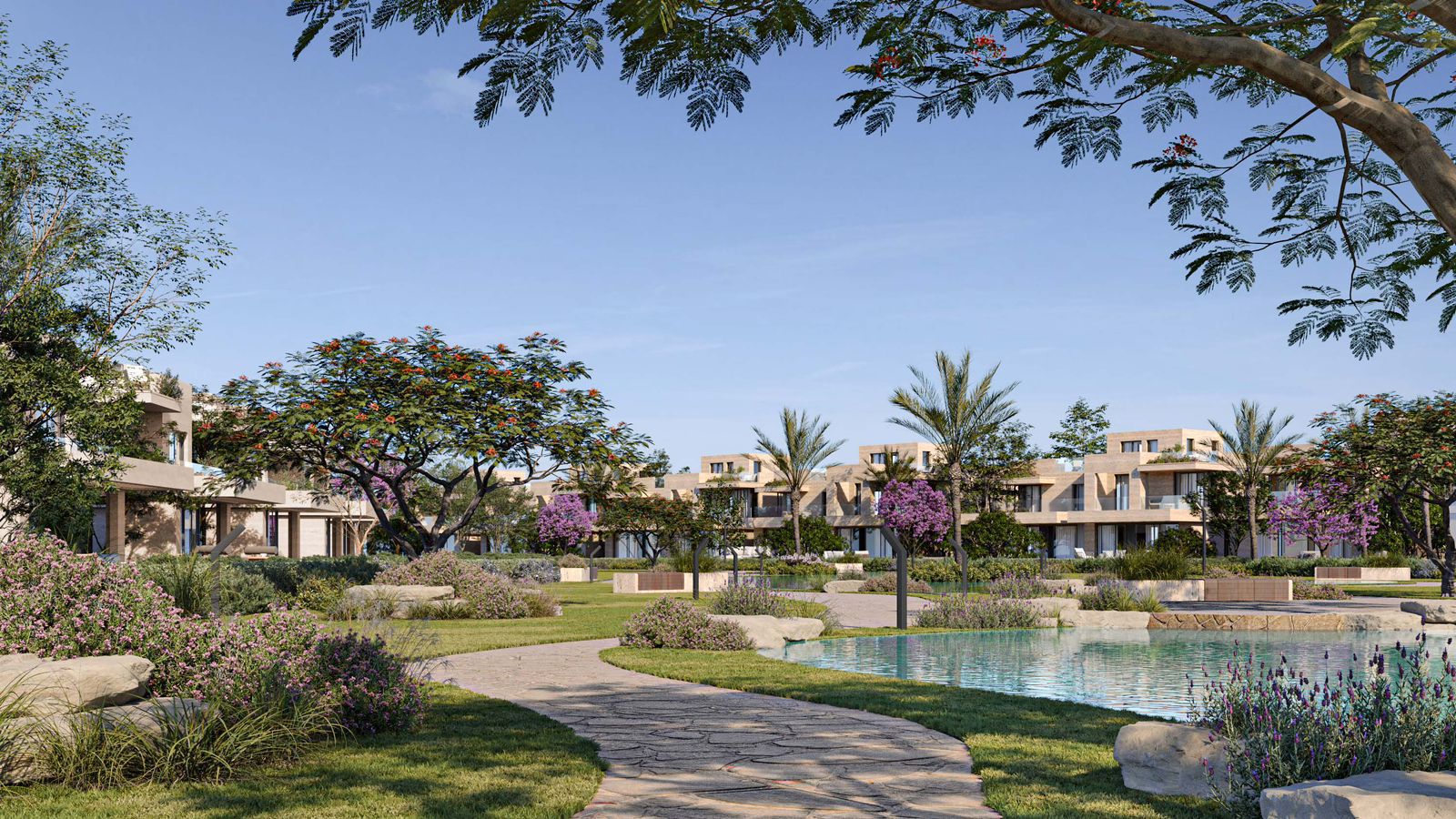 فيلات تييرا في النهار مع المساحات الخضراء